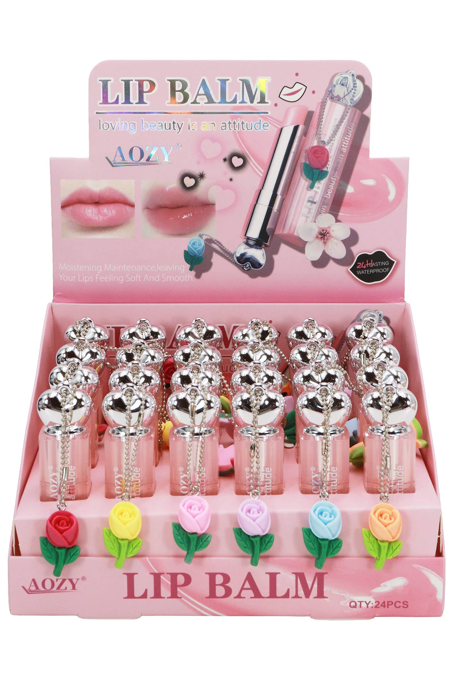 Rose Charm Tinted Hydrating Lip Balm - 24 Pcs