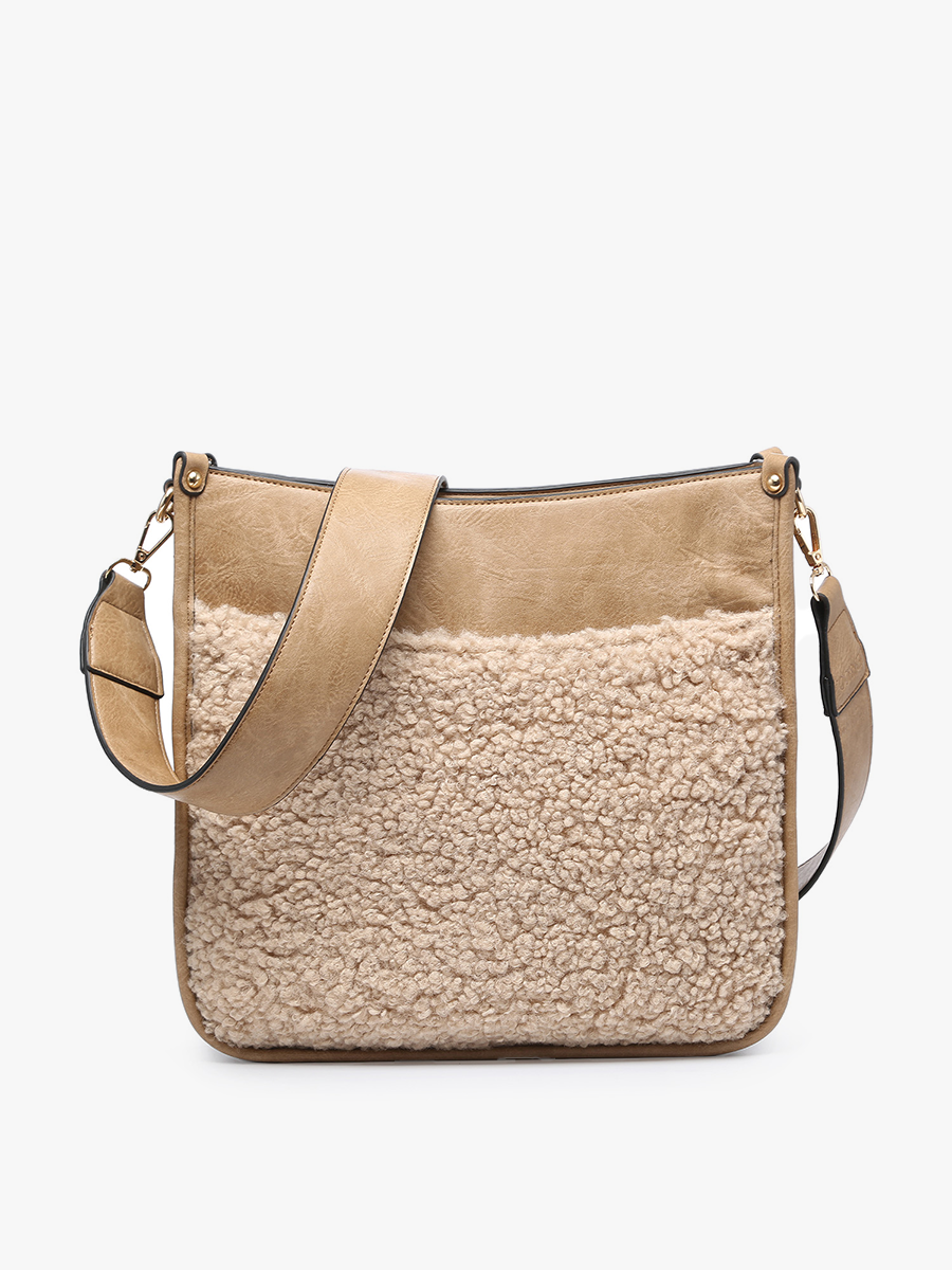 Chloe Teddy Trim Crossbody with Guitar Strap | M1977TED