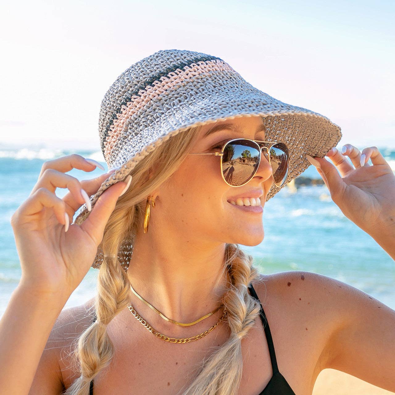 Stripe Accent Straw Hat