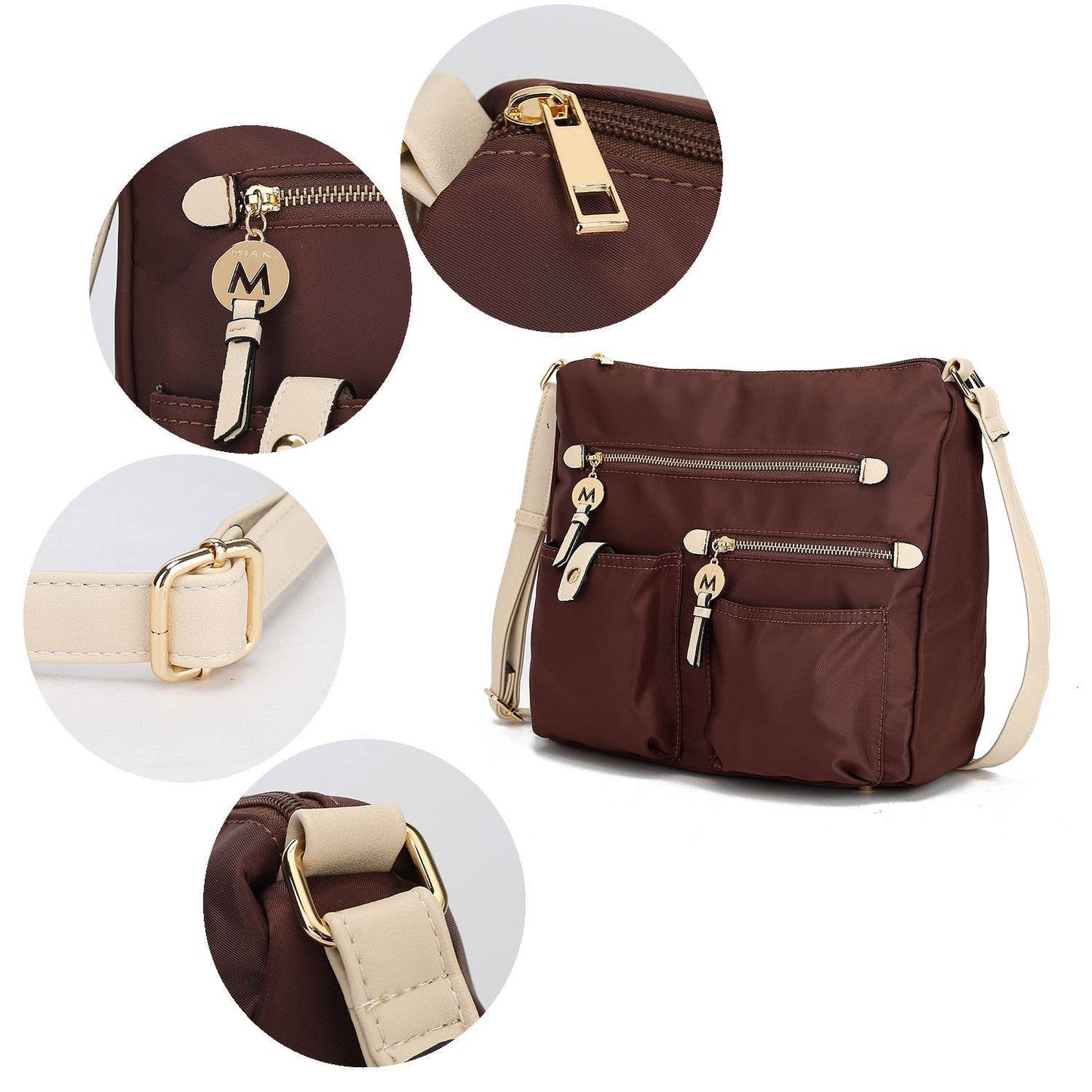 380 Serena Color-Block Nylon Women Shoulder Handbag by Mia K