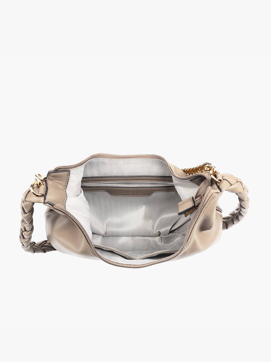 M2524 Elliot Braided Detail Satchel w/ Chain Strap