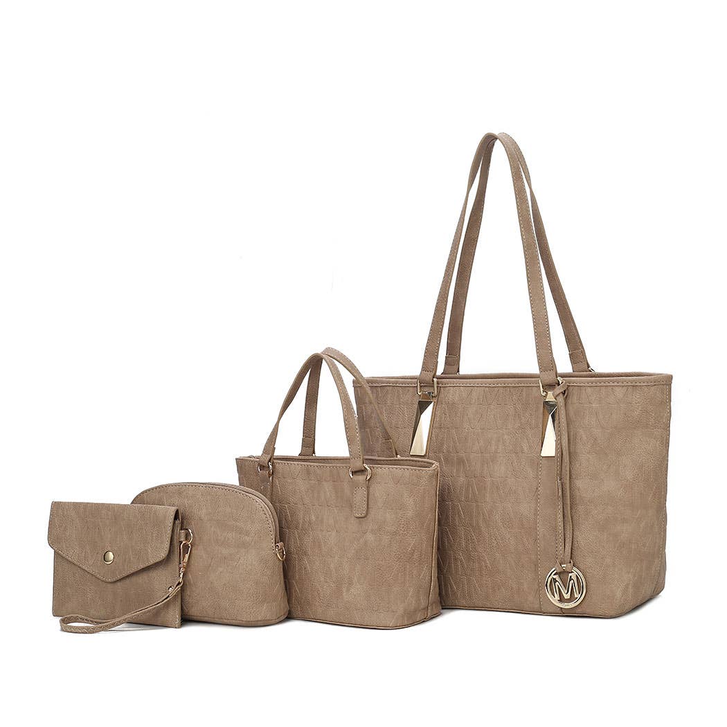 MKF Arya Signature Women’s Tote Bag by Mia K- 4 PCS Sets