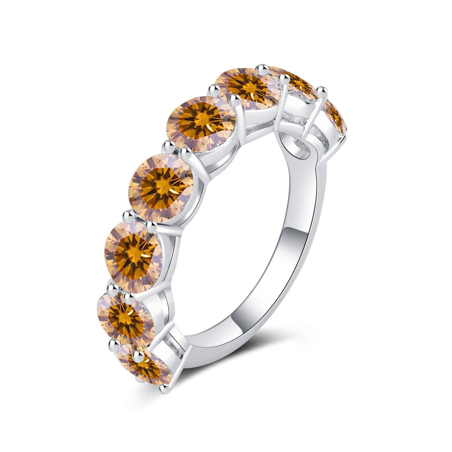 Color Moissanite Half Eternity Ring in 925 Sterling Silver