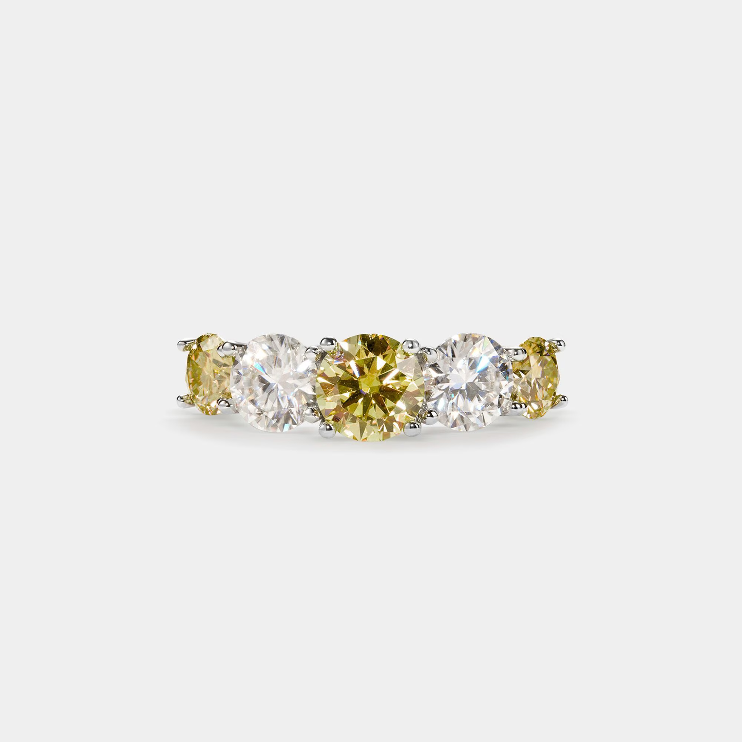 Five-Stone Color Moissanite Band Ring in 925 Sterling Silver