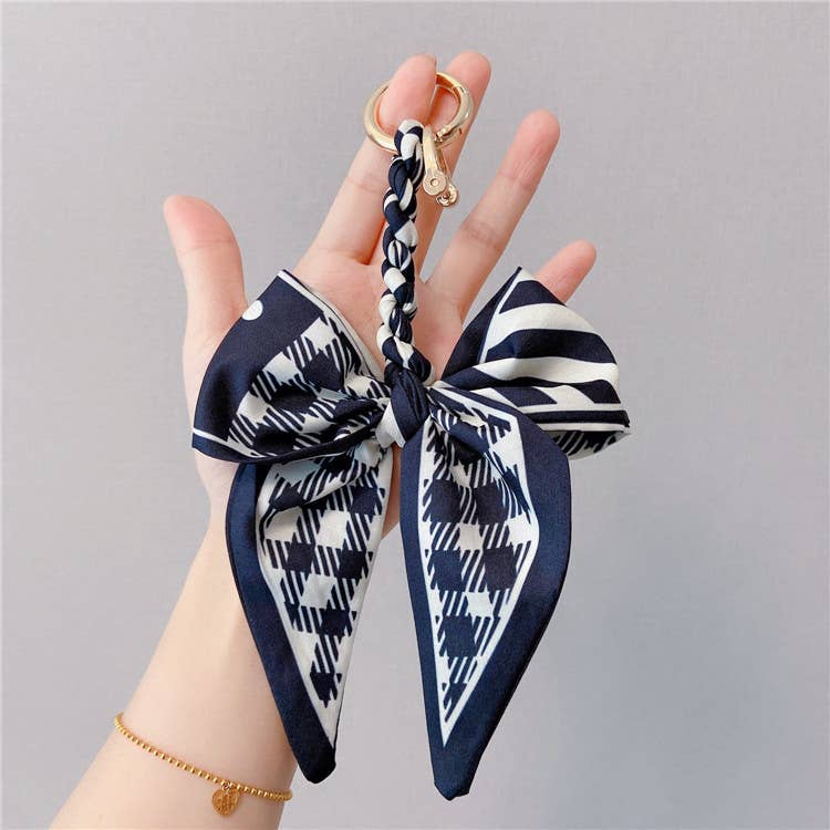 Fashion Silk Scarf Bow Bag Accessories Keychain