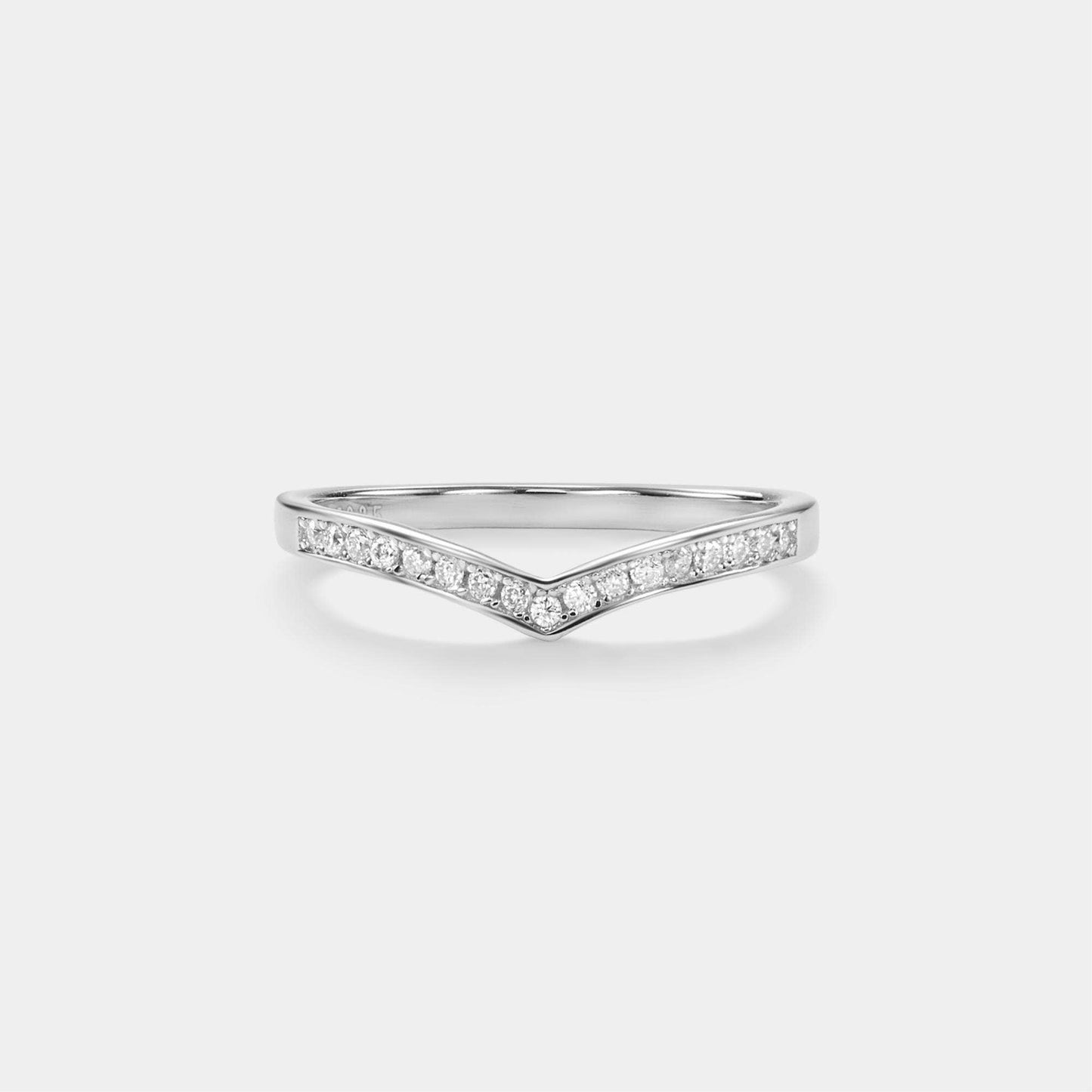 Moissanite Chevron V Engagement Ring in 925 Sterling Silver