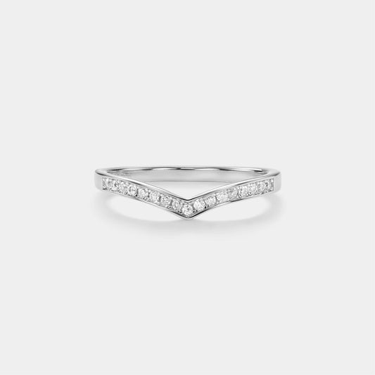 Moissanite Chevron V Engagement Ring in 925 Sterling Silver