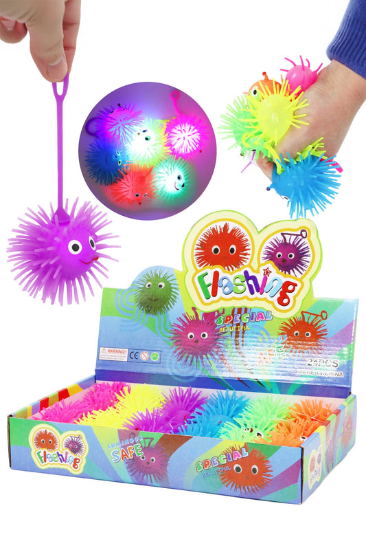 Smiley Puffer LED Light-Up Squishy Ball - 2.5 Inch