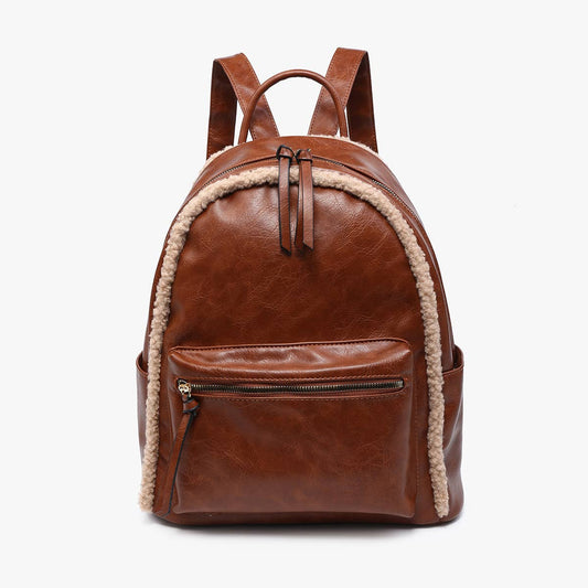 BP2420 Sherpa Trim Backpack – Front Pocket Vegan Bag