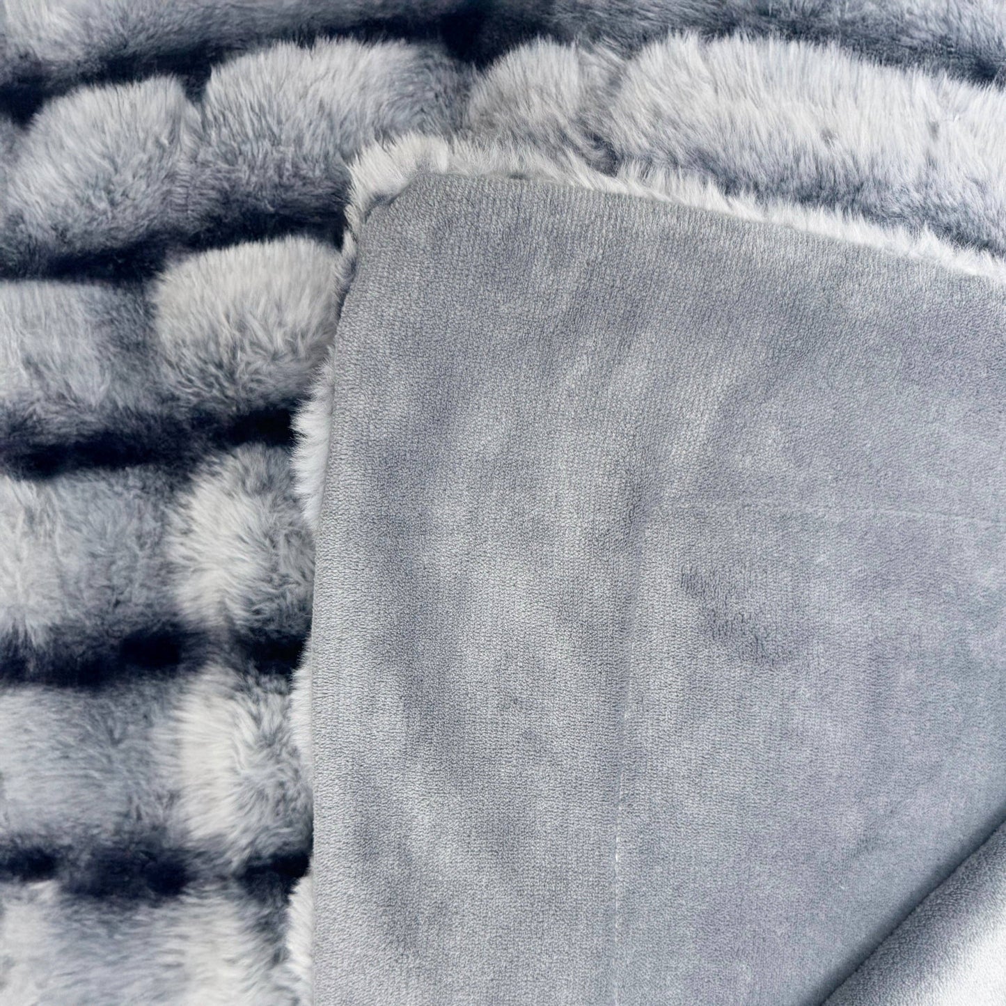 Ultra Soft Faux Rabbit Fur Throw Blanket, Bluish Grey, Queen Size (60" x 80" / 150 x 200 cm)