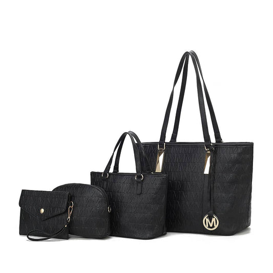 MKF Arya Signature Women’s Tote Bag by Mia K- 4 PCS Sets