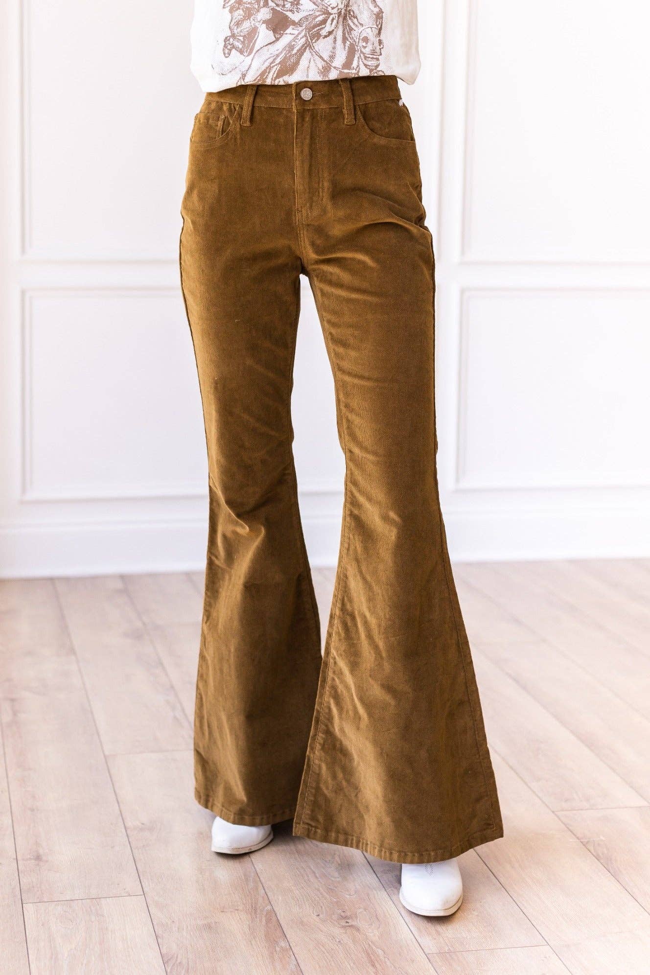 Tan Corduroy Flare Pants