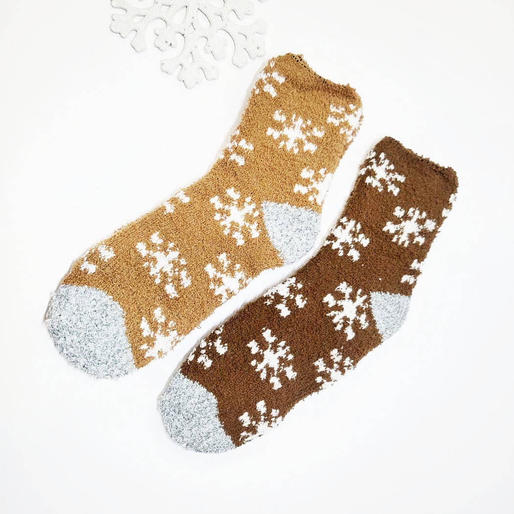 2813 Winter Snowflake Pattern Fuzzy Socks