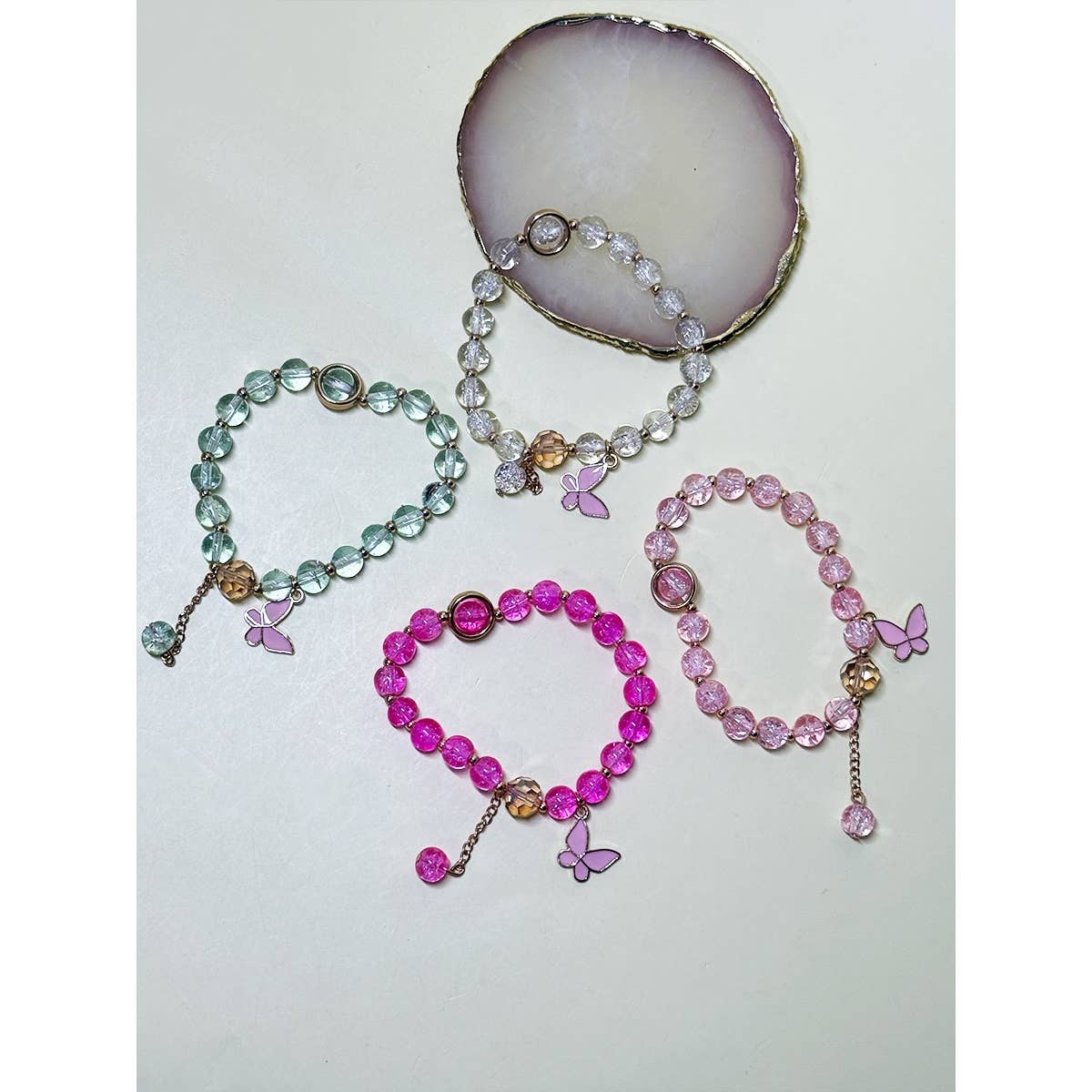 2810 Butterfly Pendant Mix Bead Bracelet