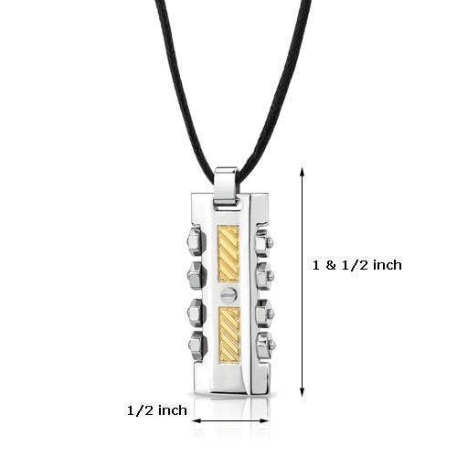 8296 Premium Stainless Steel Two-Tone Dog Tag Bar Pendant
