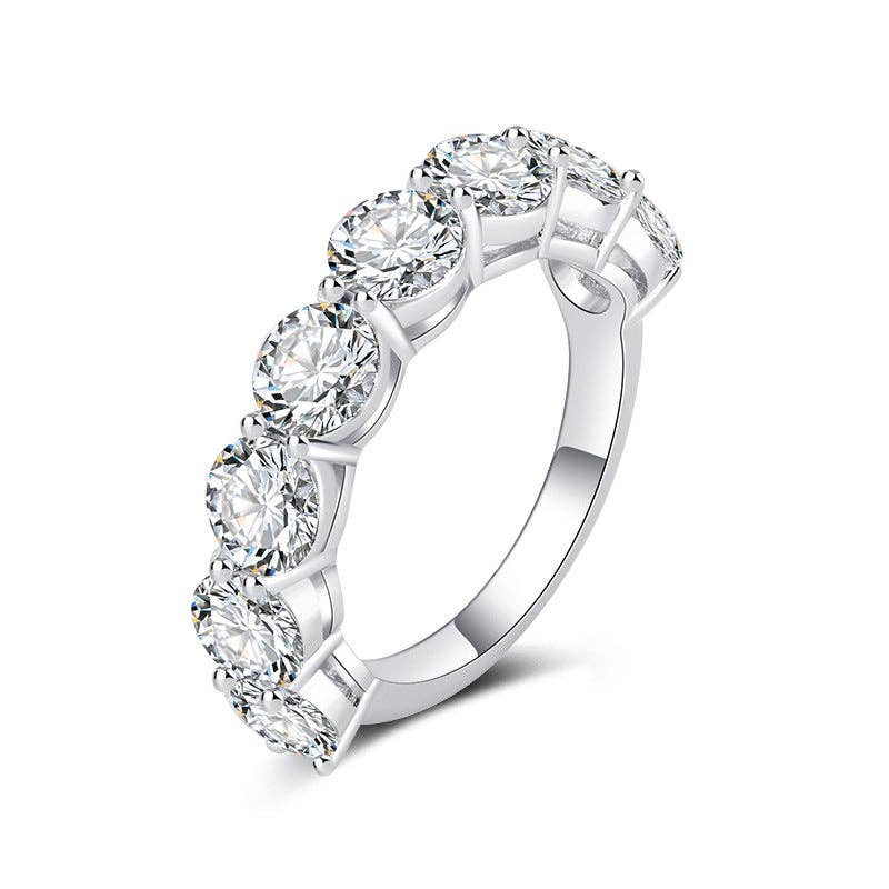 Color Moissanite Half Eternity Ring in 925 Sterling Silver