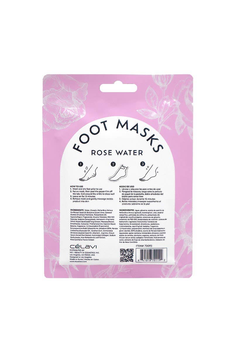 Celavi 70093 Rose Water Foot Masks - 24 pcs