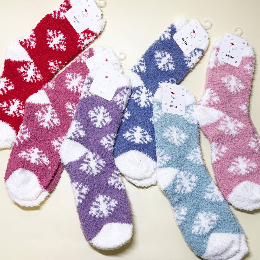 2812 Winter Snowflake Pattern Fuzzy Socks