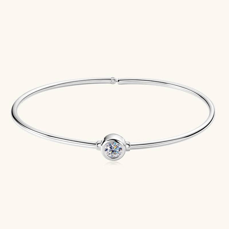 Moissanite Wedding Bangle Bracelet in 925 Sterling Silver