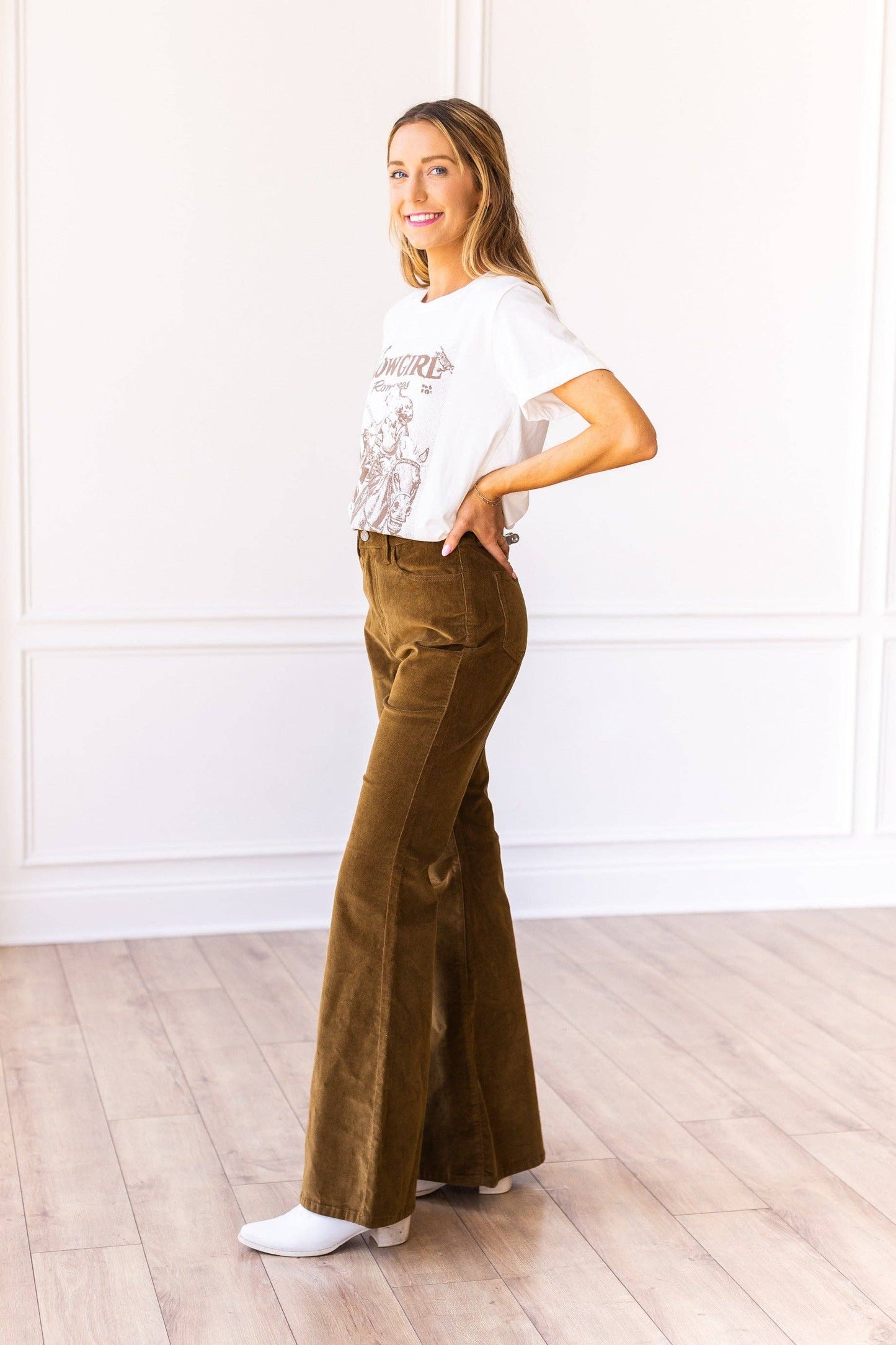 Tan Corduroy Flare Pants