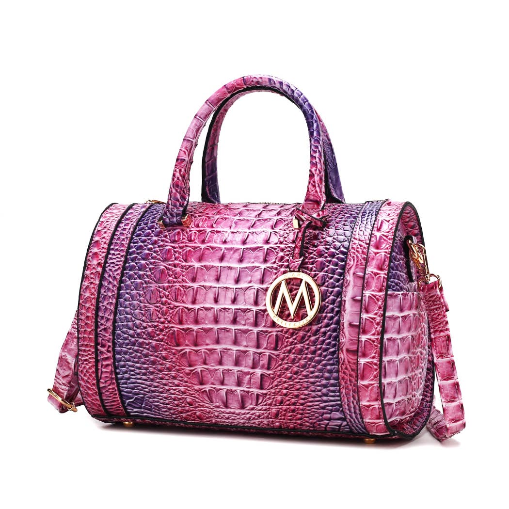 MKF Eleanor Gradient Rainbow Crocodile-Embossed Satchel