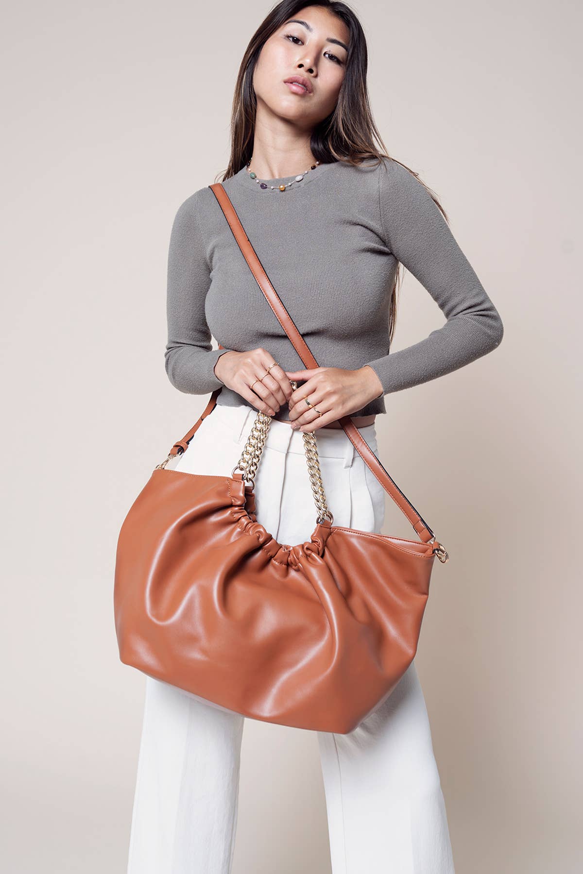 M2343 Stassi Slouchy Satchel Bag – Chain Strap
