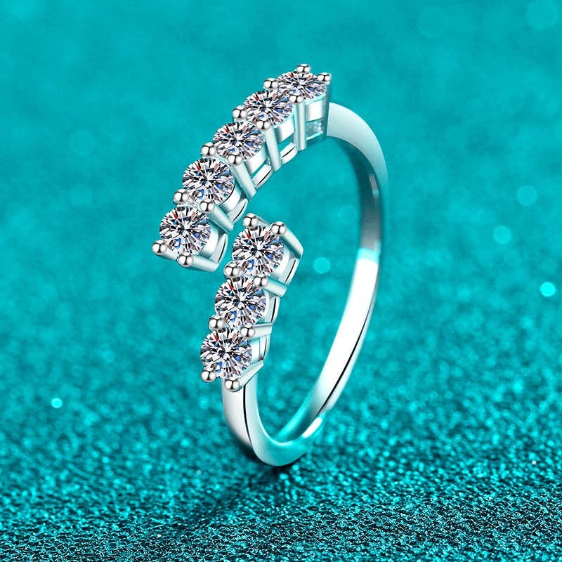 Moissanite Bypass Eternity Wrap Ring in 925 Sterling Silver
