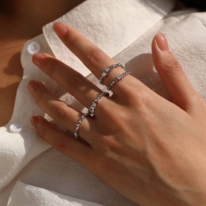 Moissanite Round Solitaire Bead Ring in 925 Sterling Silver