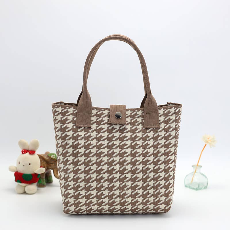 414 Handmade Houndstooth Tote Bag Casual Canvas Bag