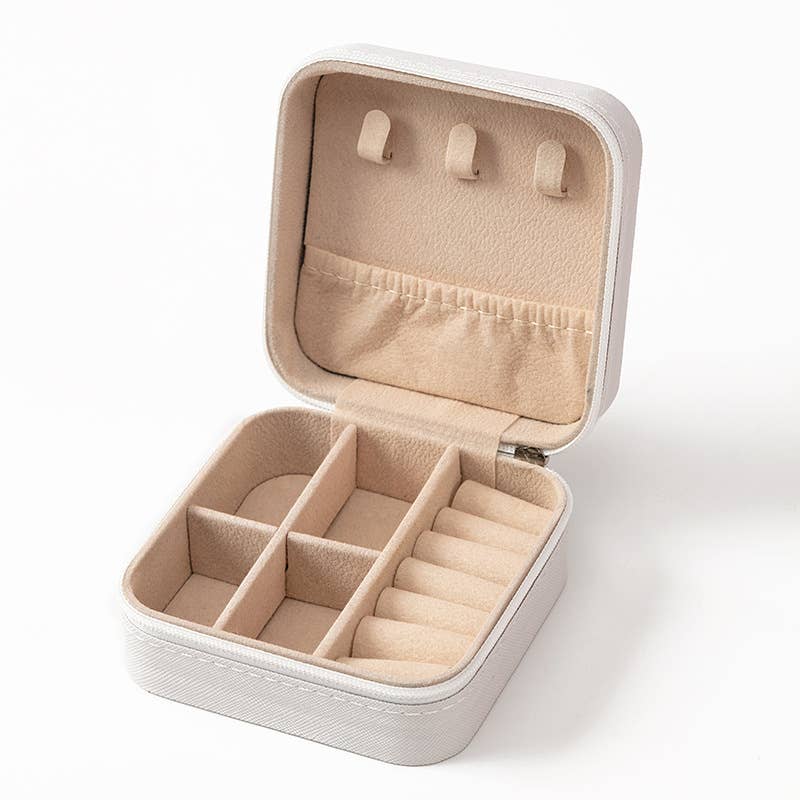 407 Portable Mini Square Jewelry Organizer Travel Box Case