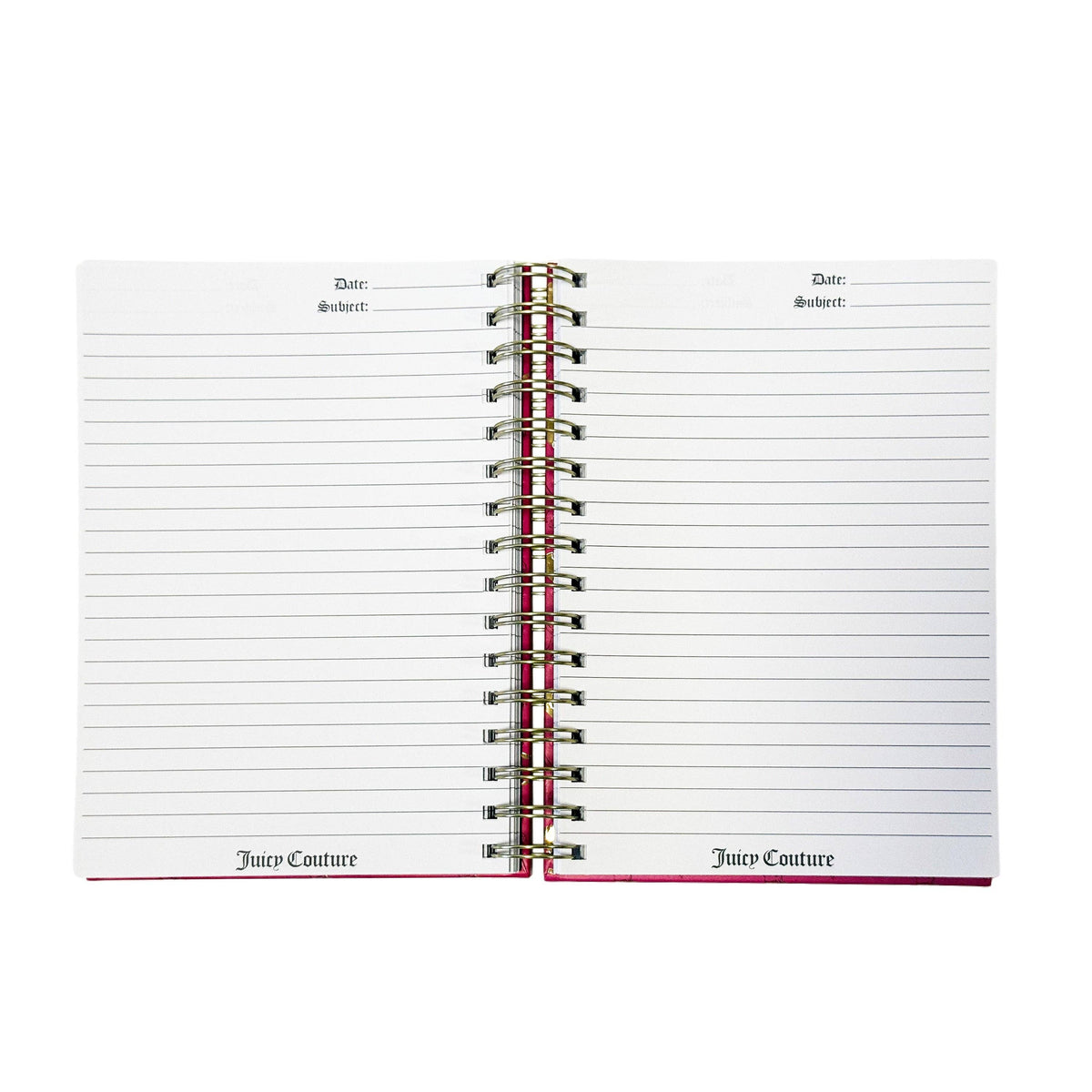 Juicy Couture Spiral Notebook, Hot Pink All-Over Logo, Gold Foil, 2 Heart Pens Included, Lined Pages Journal, 5.8 x 8.3 in
