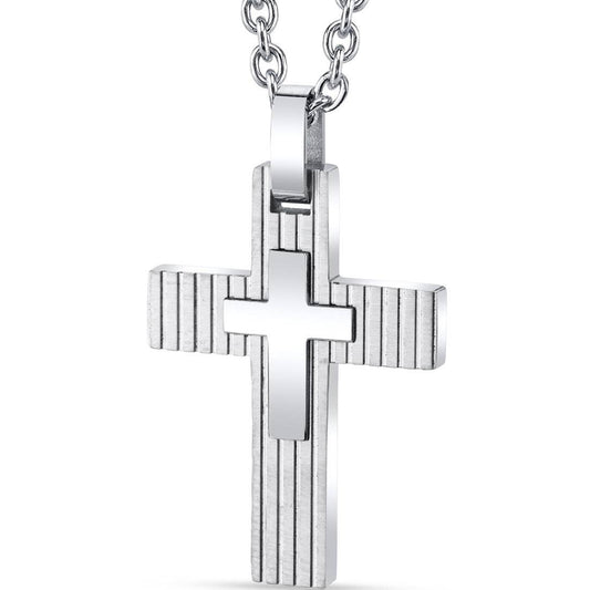 11138 Stainless Steel Cross Pendant Necklace with Chain