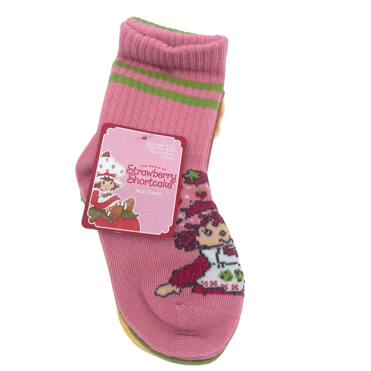 5 Pair Strawberry Shortcake Mid Crew Socks Size 5–6.5