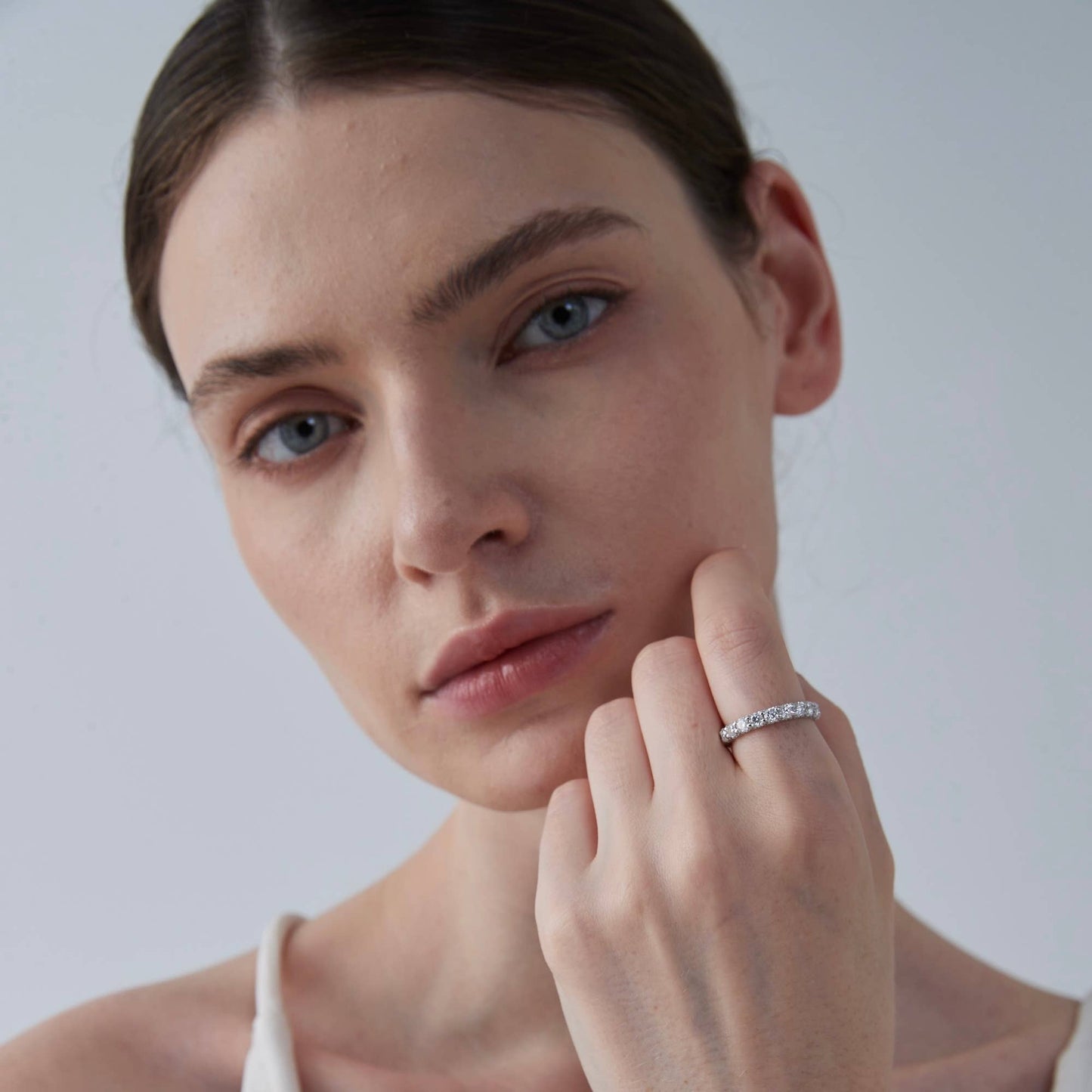 Moissanite Eternity Engagement Ring in 925 Sterling Silver