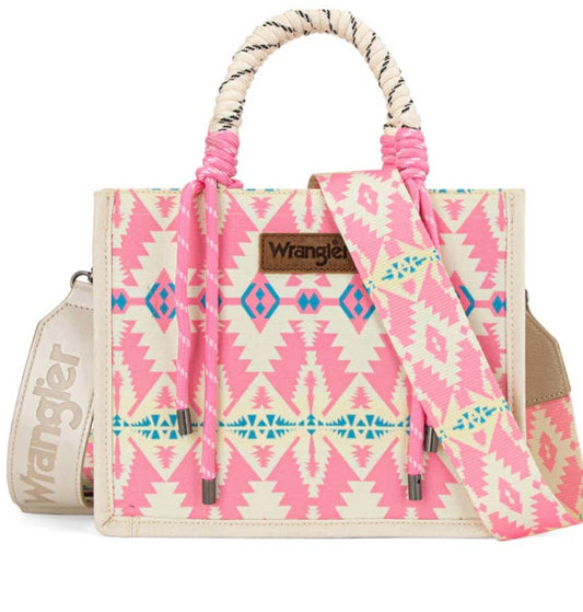 404 Wrangler Aztec Print Rope Tote/Crossbody - Light Pink