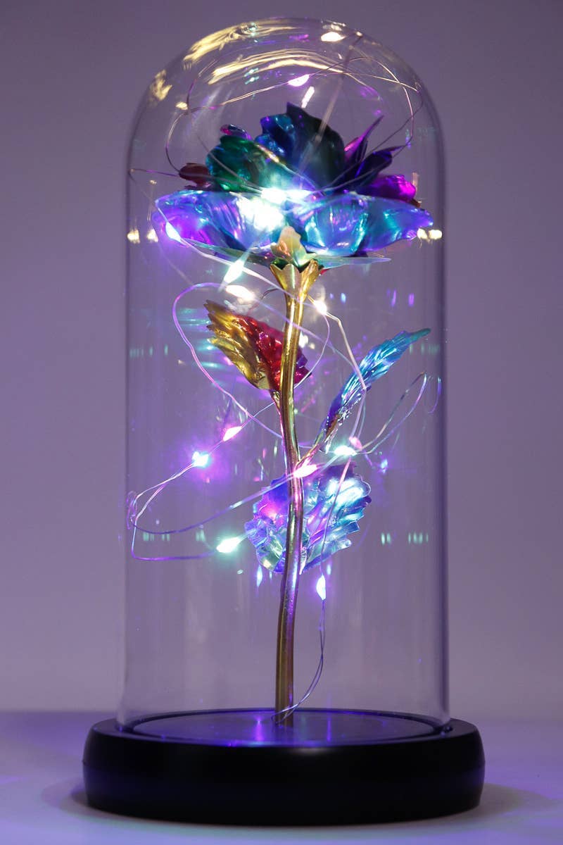 Tall Metallic Galaxy Rose Dome Led Light Stand