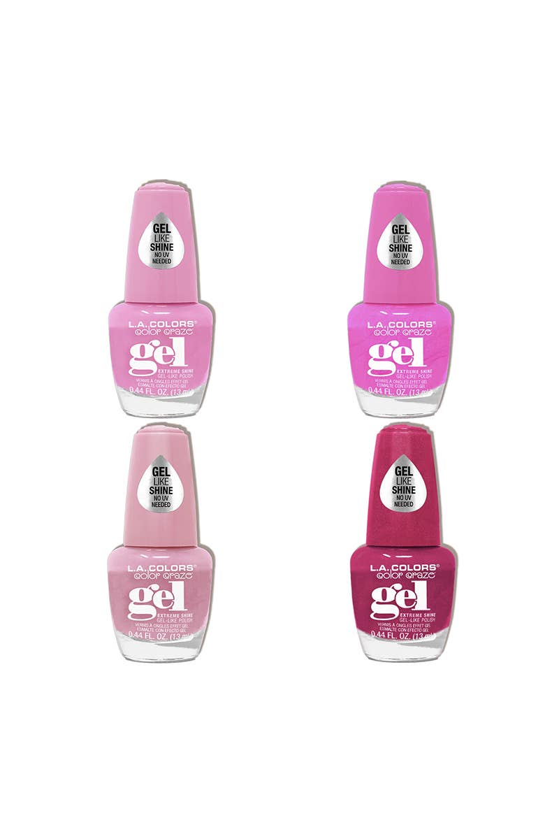 LA Colors CLAC495 Pink Please Gel Nail Polish Set- 24pc