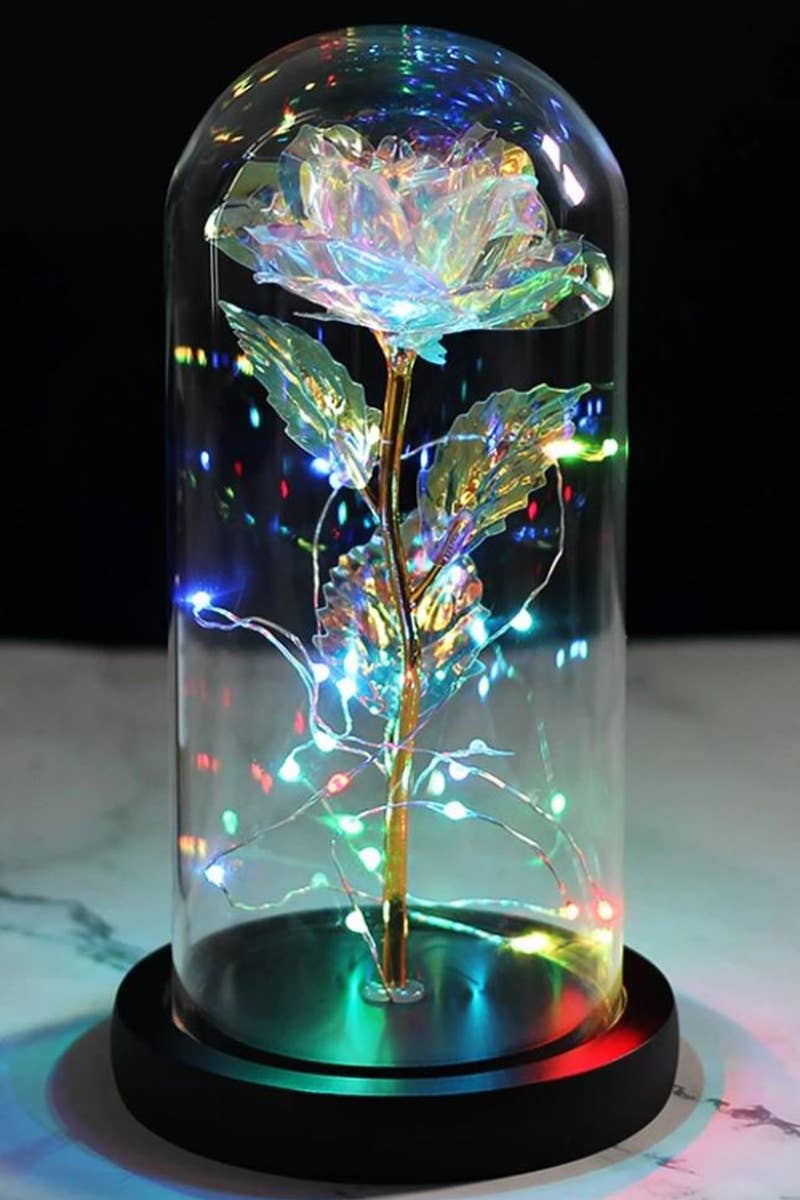 Tall Metallic Galaxy Rose Dome Led Light Stand