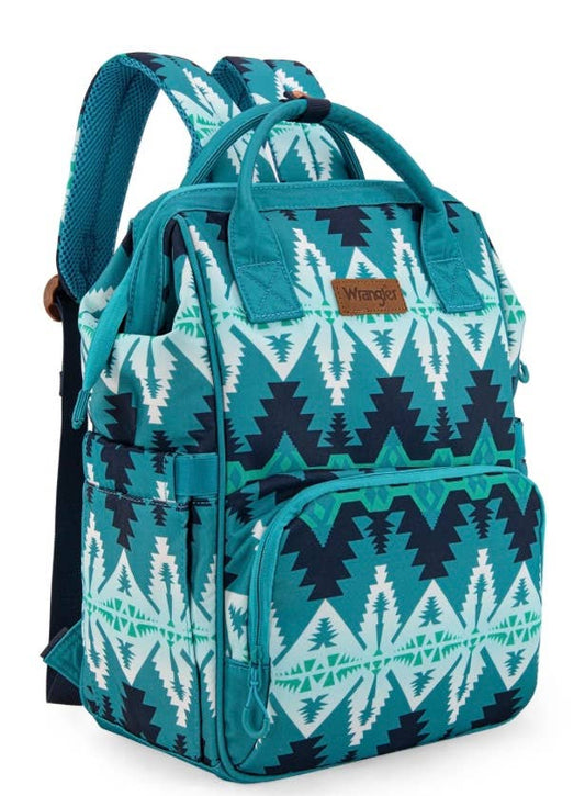 398 Wrangler Aztec Printed Callie Backpack/Diaper Bag- Jean