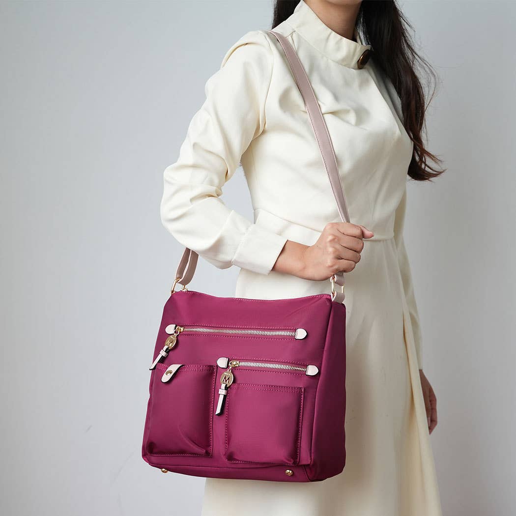 380 Serena Color-Block Nylon Women Shoulder Handbag by Mia K