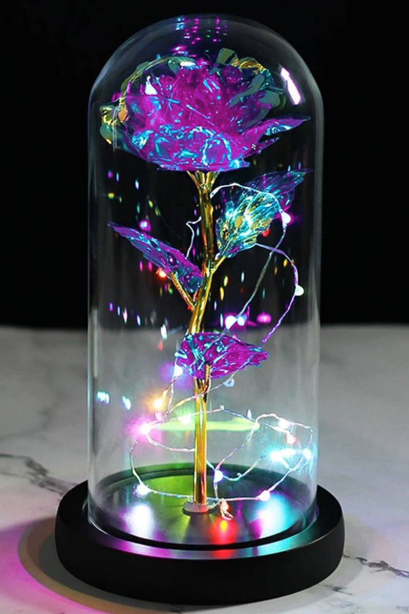 Tall Metallic Galaxy Rose Dome Led Light Stand