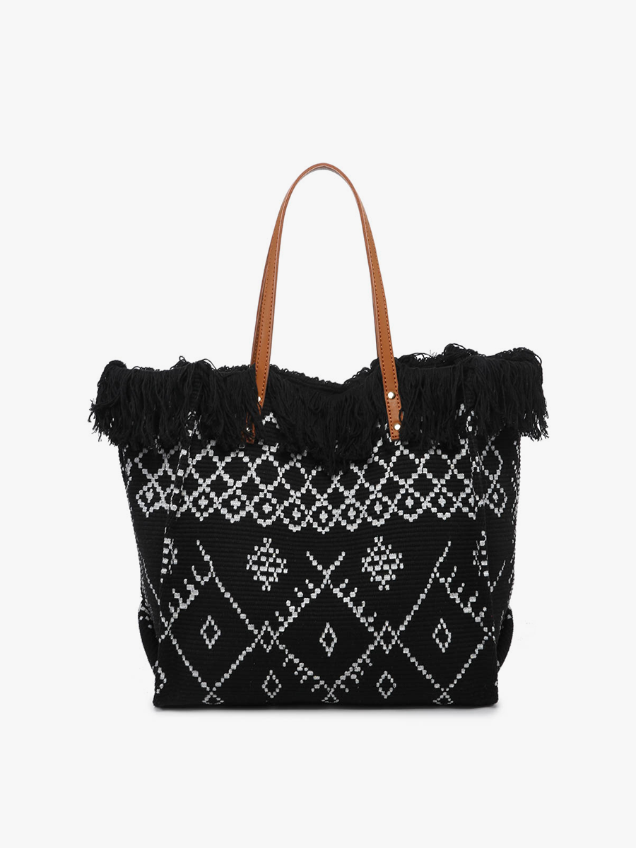 M2091 Madison Handwoven Fringe Tote – Woven Cotton Bag