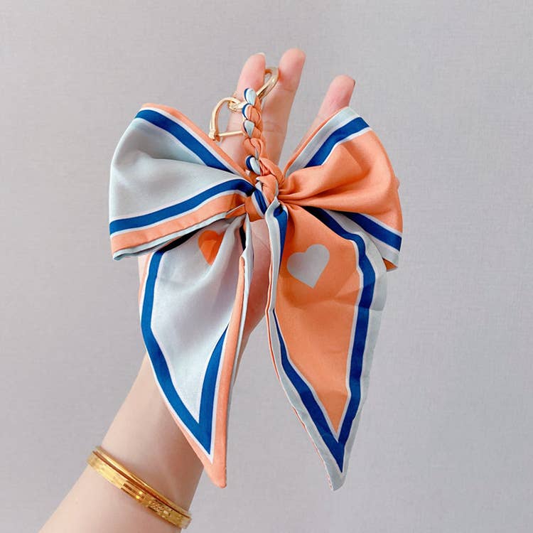412 Lace-Up Silk Scarf Bow Bag Accessory Keychain