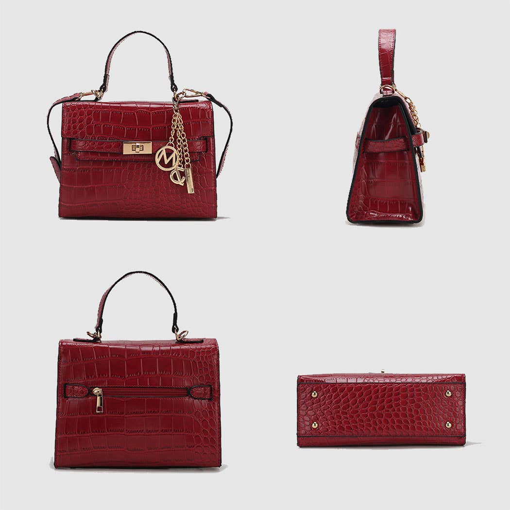 384 Naomi Satchel Handbag Vegan Crocodile Leather Women by Mia K