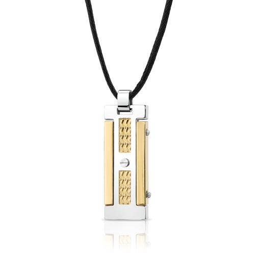 8258 Premium Stainless Steel Two-Tone Dog Tag Bar Pendant