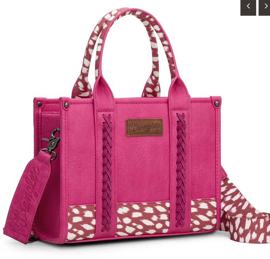 Wrangler Deer Print Tote/Crossbody - Hot Pink