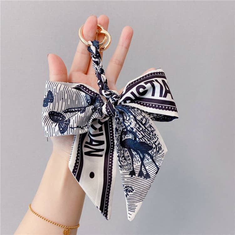 Fashion Silk Scarf Bow Bag Accessories Keychain