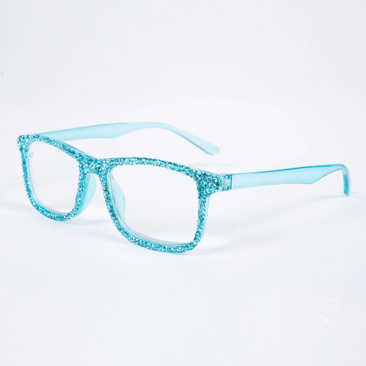 Handmade Rhinestone Rectangle Reader Glasses G0497 - Light Blue