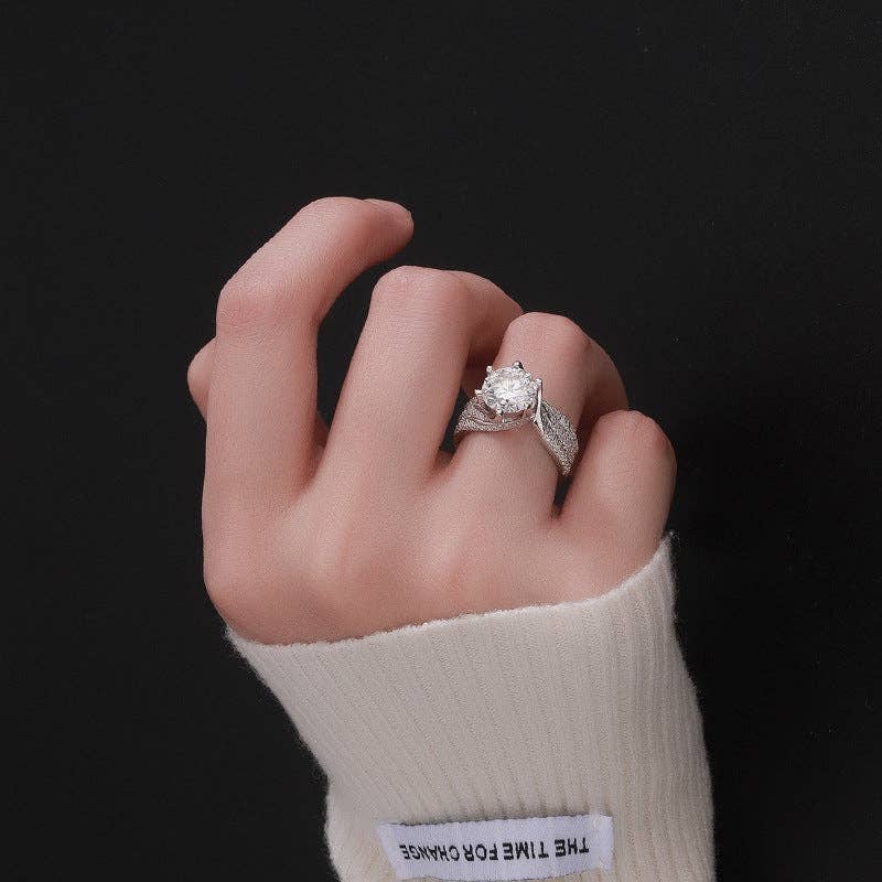 Color Moissanite Engagement Ring in 925 Sterling Silver
