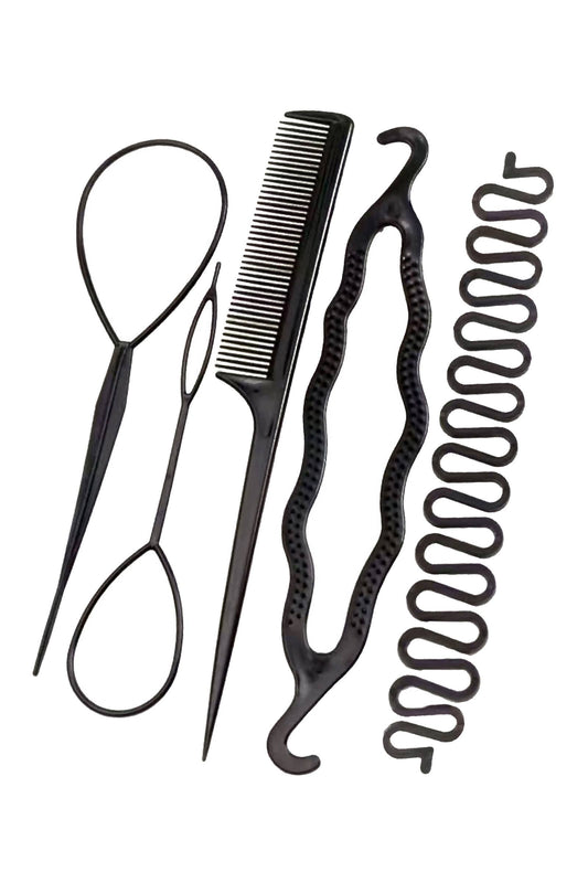 5-piece Diy Hair Braiding And Styling Tools Set